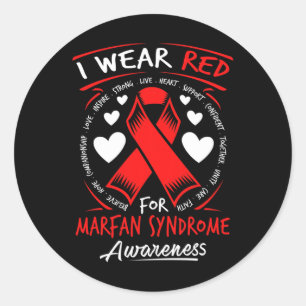 I Wear Red For Marfan Syndrome Awareness Classic Round Sticker