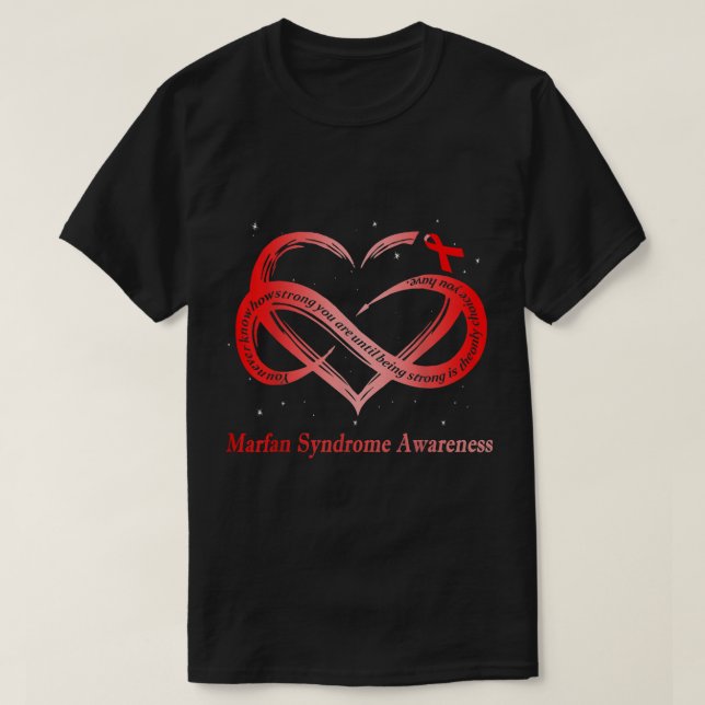 I Wear Red For Marfan Syndrome Awareness Warrior  T-Shirt (Design Front)