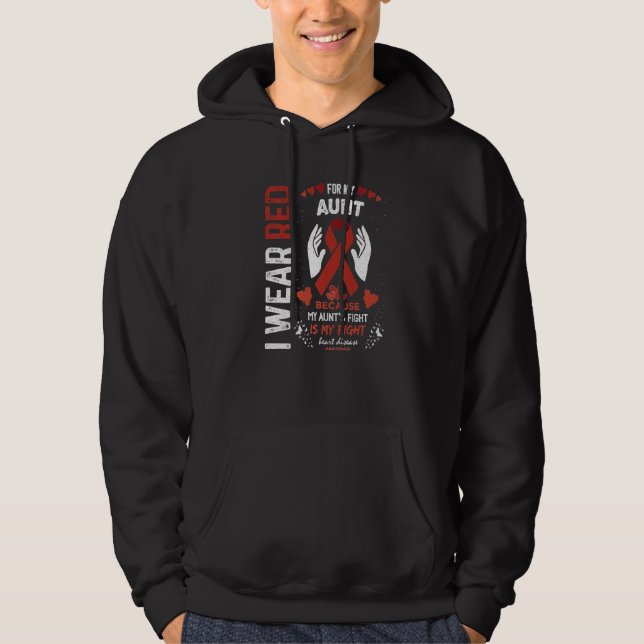I Wear Red For My Aunt Fighter Heart Disease Aware Hoodie (Front)