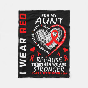 I Wear Red For My Aunt Heart Disease Awareness Rib Fleece Blanket