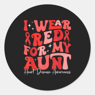 I Wear Red For My Aunt Retro Chd Awareness Heart D Classic Round Sticker