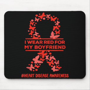 I Wear Red For My Boyfriend Heart Disease Awarenes Mouse Mat