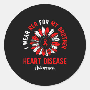 I Wear Red For My Brother Heart Disease Awareness Classic Round Sticker
