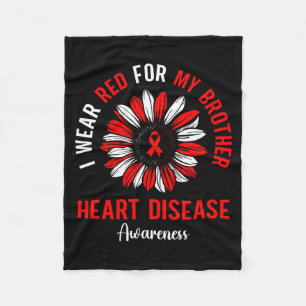 I Wear Red For My Brother Heart Disease Awareness Fleece Blanket