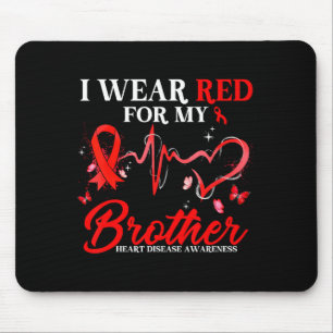 I Wear Red For My Brother Heart Disease Awareness Mouse Mat