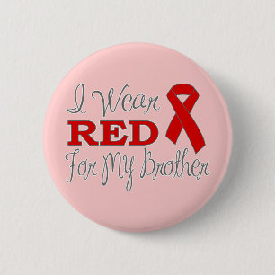 I Wear Red For My Brother (Red Ribbon) 6 Cm Round Badge
