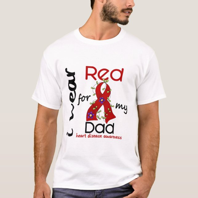 I Wear Red For My Dad 43 Heart Disease T-Shirt (Front)