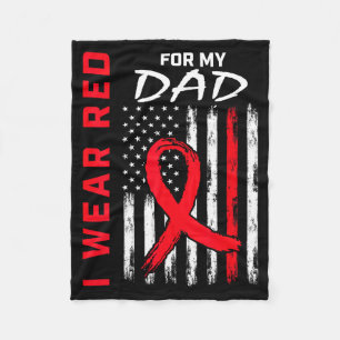 I Wear Red For My Dad Heart Disease Awareness Amer Fleece Blanket