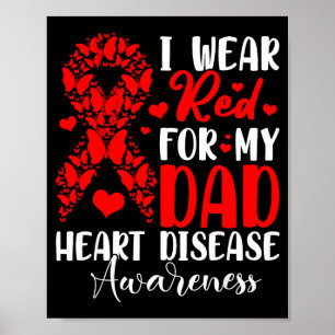 I Wear Red For My Dad Heart Disease Awareness Mont Poster
