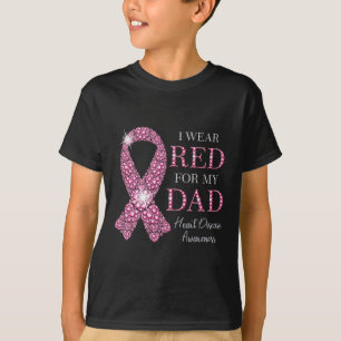 I Wear Red For My Dad Red Ribbon Heart Disease Awa T-Shirt