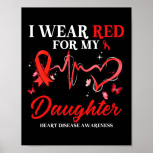 I Wear Red For My Daughter Heart Disease Awareness Poster