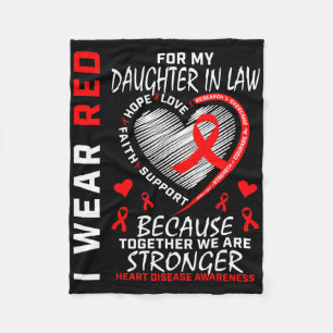 I Wear Red For My Daughter In Law Heart Disease Aw Fleece Blanket