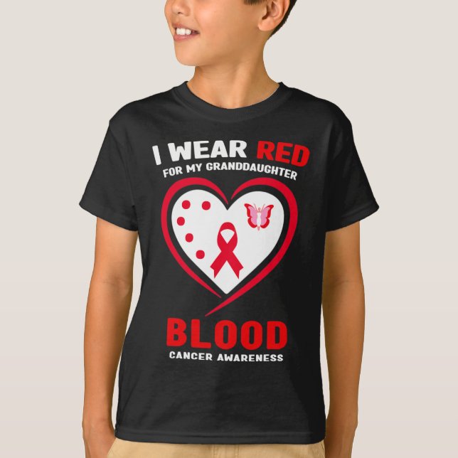 I Wear Red For My Granddaughter Blood Cancer Aware T-Shirt (Front)