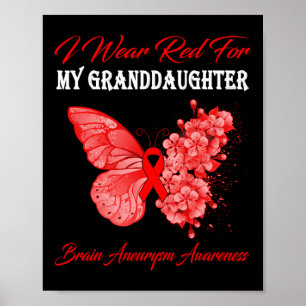 I Wear Red For My Granddaughter Brain Aneurysm Poster