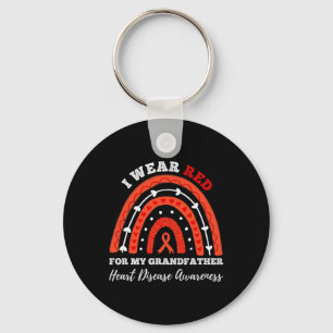I Wear Red For My Grandfather Heart Disease Key Ring