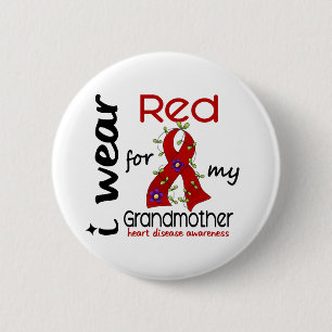 I Wear Red For My Grandmother 43 Heart Disease 6 Cm Round Badge
