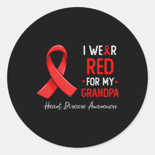 I Wear Red For My Grandpa Heart Disease Awareness Classic Round Sticker