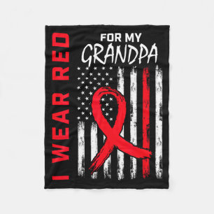 I Wear Red For My Grandpa Heart Disease Awareness Fleece Blanket