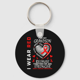 I Wear Red For My Grandson Heart Disease Awareness Key Ring