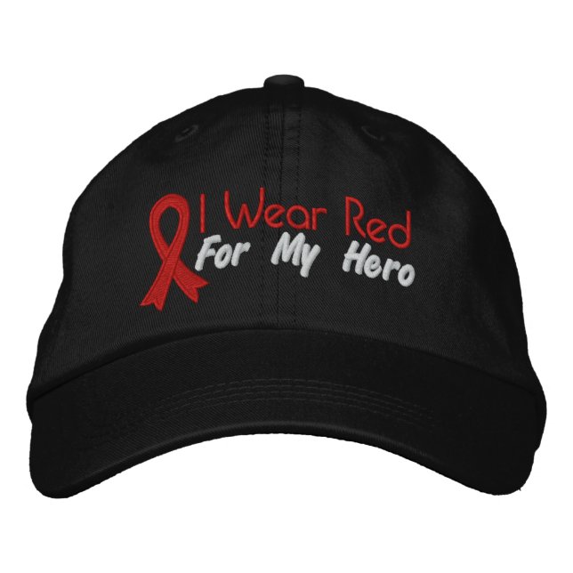 I Wear Red For My Hero - Heart Disease Embroidered Hat (Front)