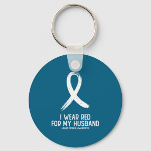 I wear red for my husband heart disease awareness key ring