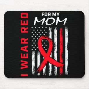 I Wear Red For My Mom Heart Disease Awareness Flag Mouse Mat
