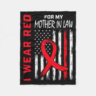 I Wear Red For My Mother In Law Heart Disease Awar Fleece Blanket