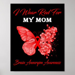 I Wear Red For My Mum Brain Aneurysm Awareness Poster