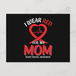 I Wear Red For My Mum Heart Disease Awareness Postcard