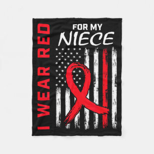 I Wear Red For My Niece Heart Disease Awareness Fl Fleece Blanket