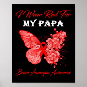 I Wear Red For My Papa Brain Aneurysm Awareness Poster