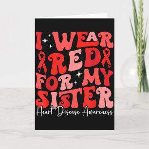 I Wear Red For My Sister Retro Chd Awareness Heart Card