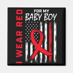 I Wear Red For My Son Heart Disease Awareness Flag Magnet