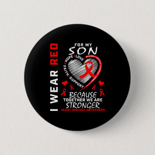 I Wear Red For My Son Heart Disease Awareness Mont 6 Cm Round Badge