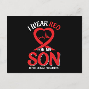 I Wear Red For My Son Heart Disease Awareness Postcard