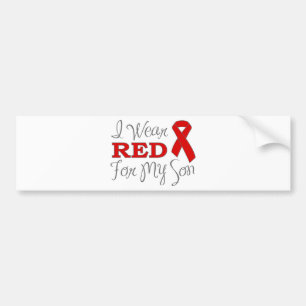 I Wear Red For My Son (Red Ribbon) Bumper Sticker