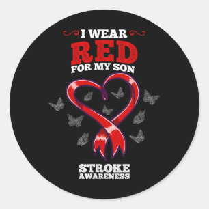 I Wear Red For My Son Stroke Awareness Classic Round Sticker