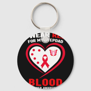 I Wear Red For My Stepdad Blood Cancer Awareness Key Ring