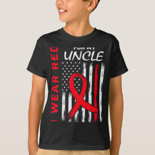 I Wear Red For My Uncle Heart Disease Awareness Fl T-Shirt