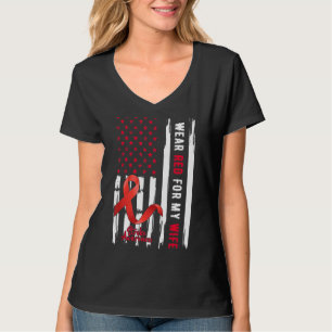 I Wear Red For My Wife Stroke Awareness Survivor W T-Shirt