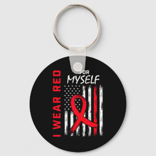 I Wear Red For Myself Heart Disease Awareness Flag Key Ring