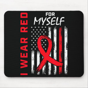 I Wear Red For Myself Heart Disease Awareness Flag Mouse Mat