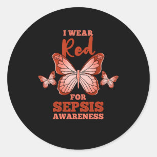 I Wear Red For Sepsis Awareness Sepsis Survivor Classic Round Sticker
