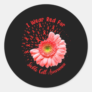 I Wear Red For Sickle Cell Awareness Fighter Survi Classic Round Sticker