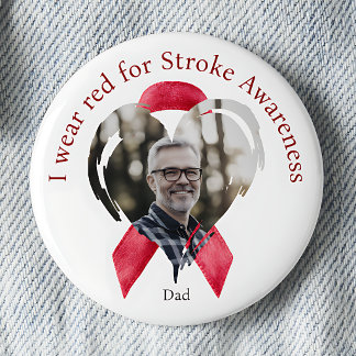 I Wear Red for Stroke Awareness Photo 6 Cm Round Badge