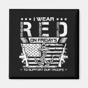 I wear red friday support our troops us sailor vet magnet