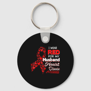 I Wear Red Husband Heart Disease Awareness Key Ring