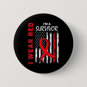 I Wear Red Im A Survivor Heart Disease Awareness F 6 Cm Round Badge