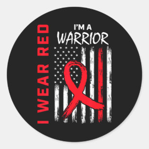 I Wear Red Im A Warrior Heart Disease Awareness Fl Classic Round Sticker