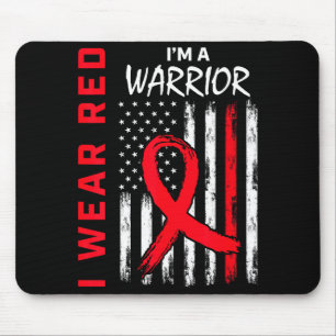 I Wear Red Im A Warrior Heart Disease Awareness Fl Mouse Mat